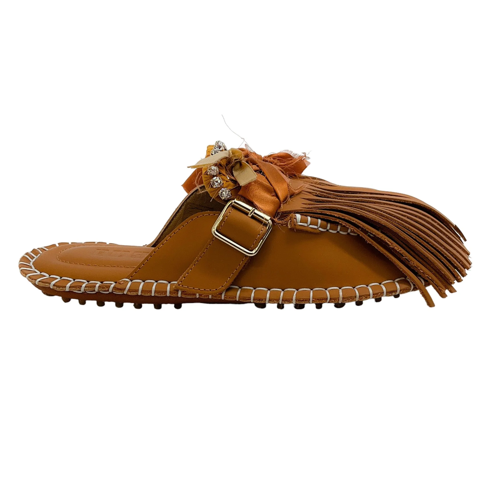 13 09 SR Brown Leather Puli Mules