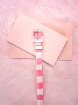 1" Belt in Pink and White Gingham Sateen - Vixen by Micheline Pitt