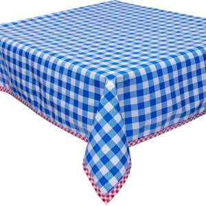 38 x 38 Large Gingham Blue Oilcloth Tablecloths