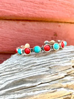 Be My Vintage Turquoise & Coral Cuff Bracelet