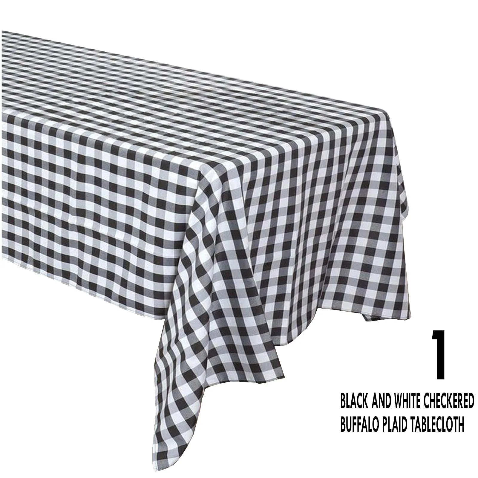 Black and White Checkered Buffalo Plaid Gingham Fabric Rectangle Tablecloth for Parties and Home Decor (60" x 102")