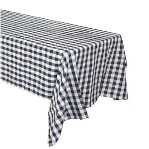 Black and White Checkered Buffalo Plaid Gingham Fabric Rectangle Tablecloth for Parties and Home Decor (60" x 102")