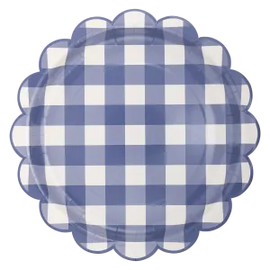 Blue Gingham Paper Plate