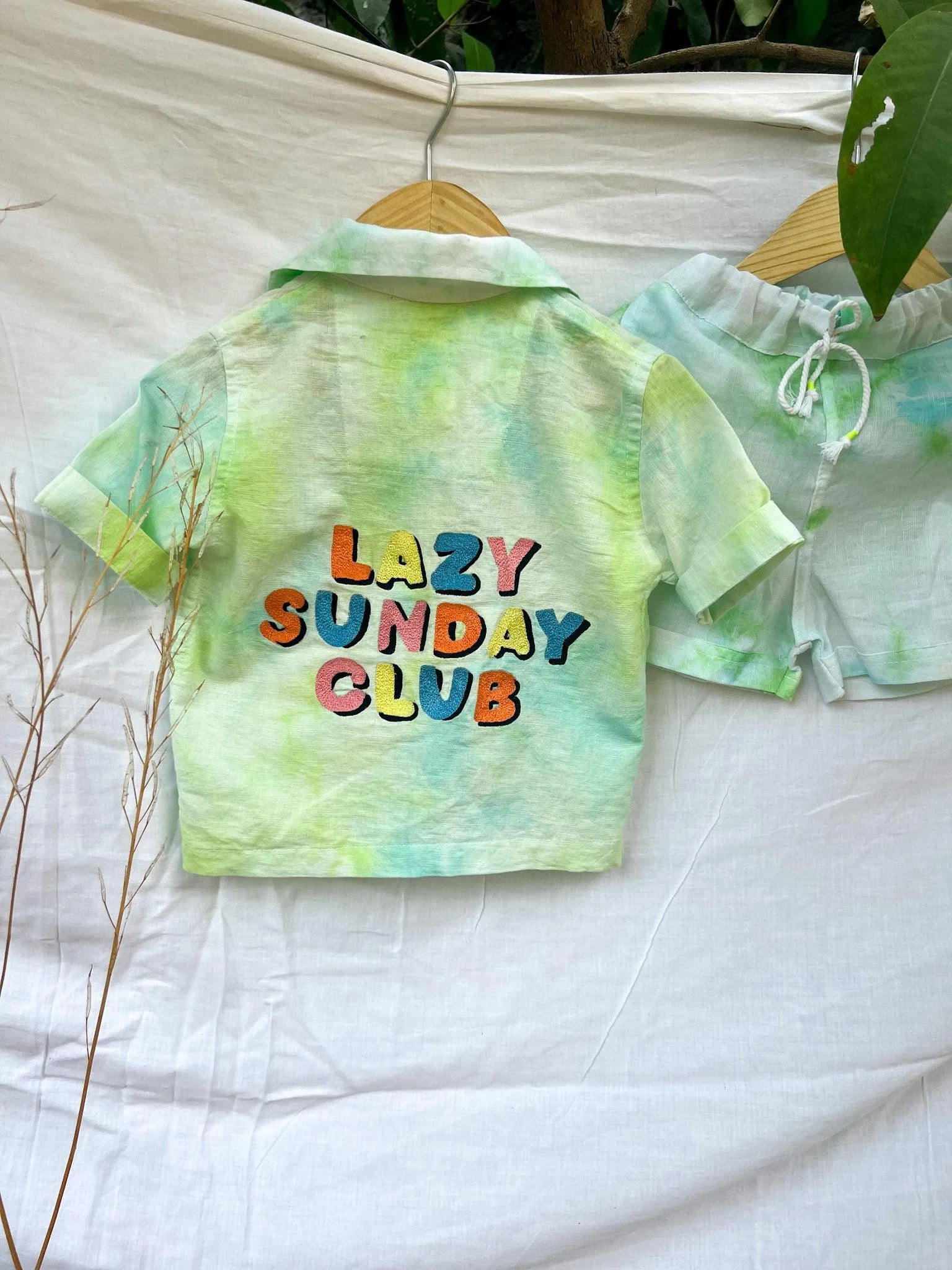 BLUE GREEN TIE DYE CO-RD SET - SET OF 2