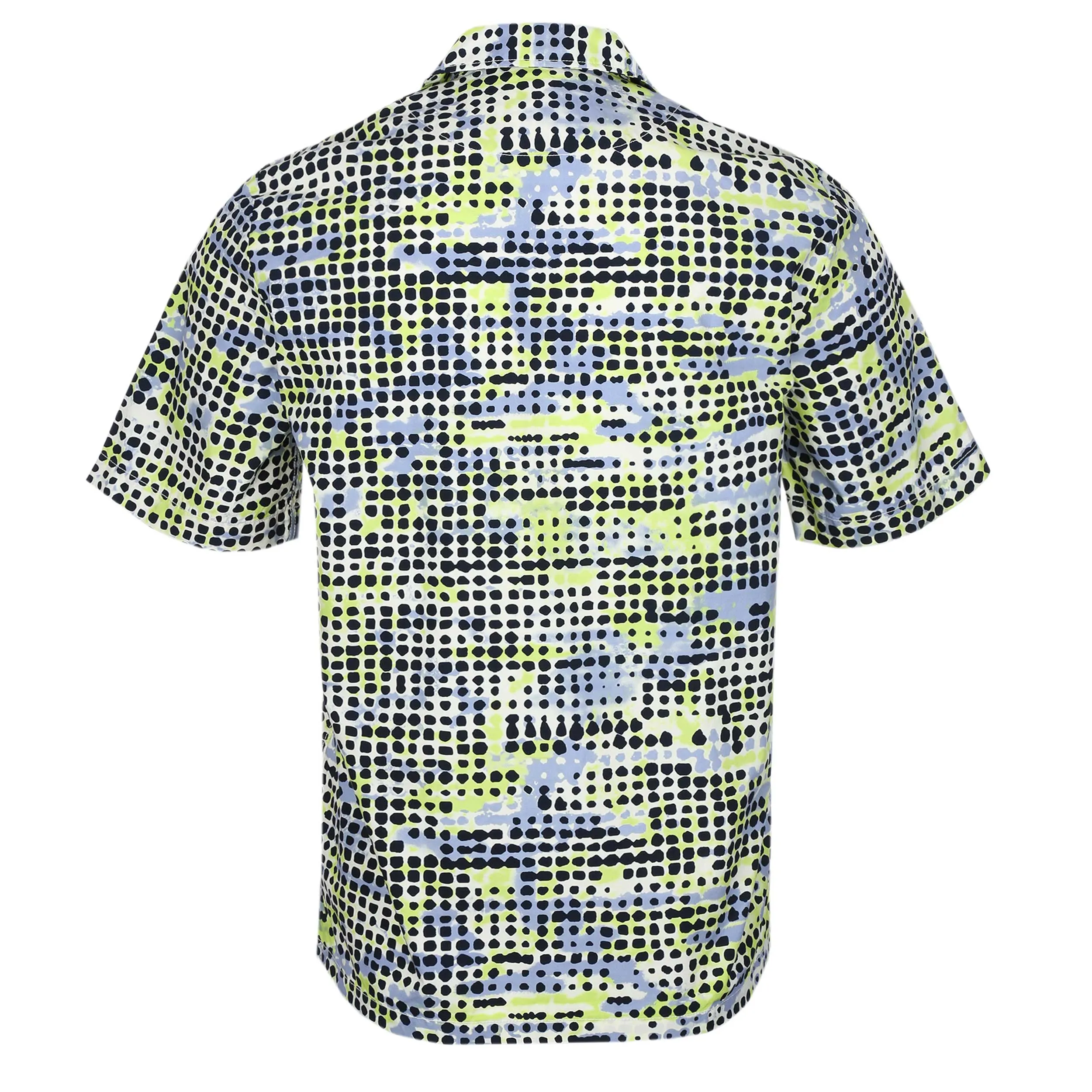 BOSS Rayer Short Sleeve Shirt in Green Blue Dot Print