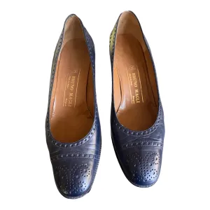 Bruno Magli Shoes Leather shoes dark blue brogue block heel Size 38