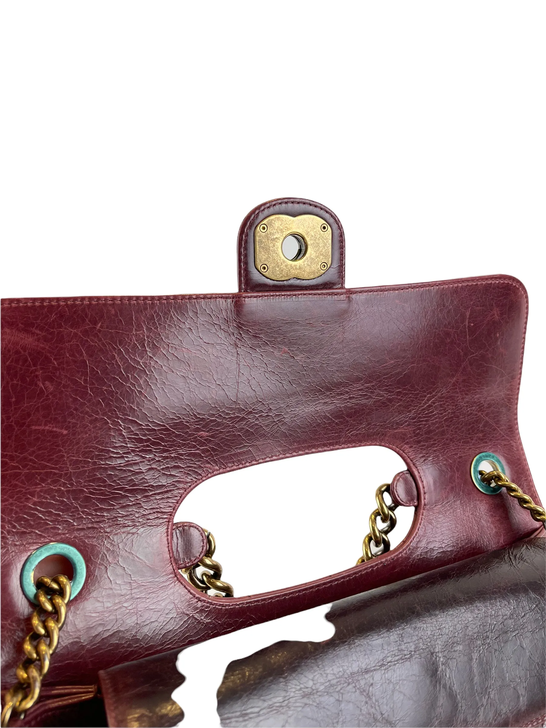 Chanel Burgundy Glazed Calfskin ’Perfect Edge’ Flap