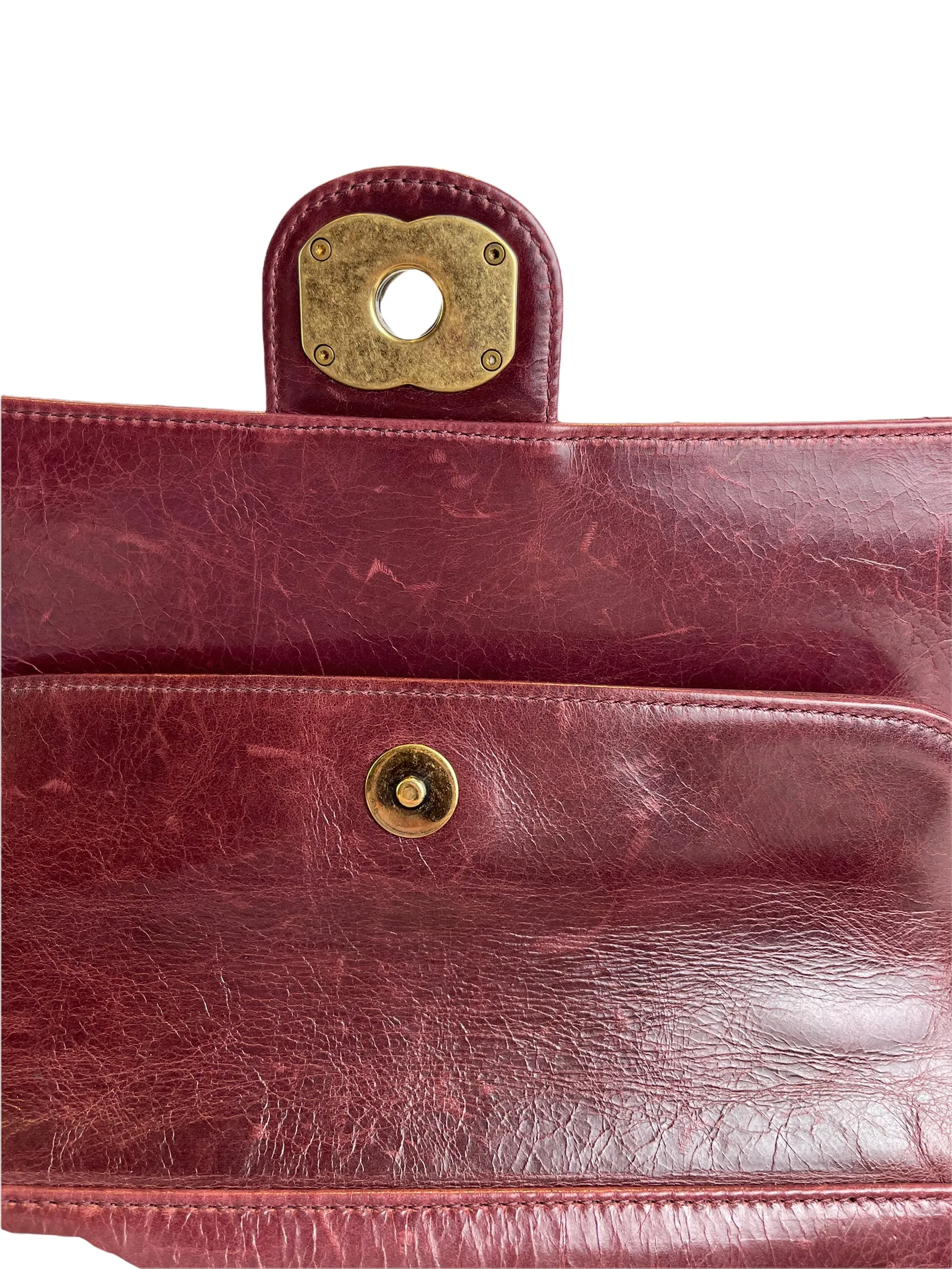 Chanel Burgundy Glazed Calfskin ’Perfect Edge’ Flap