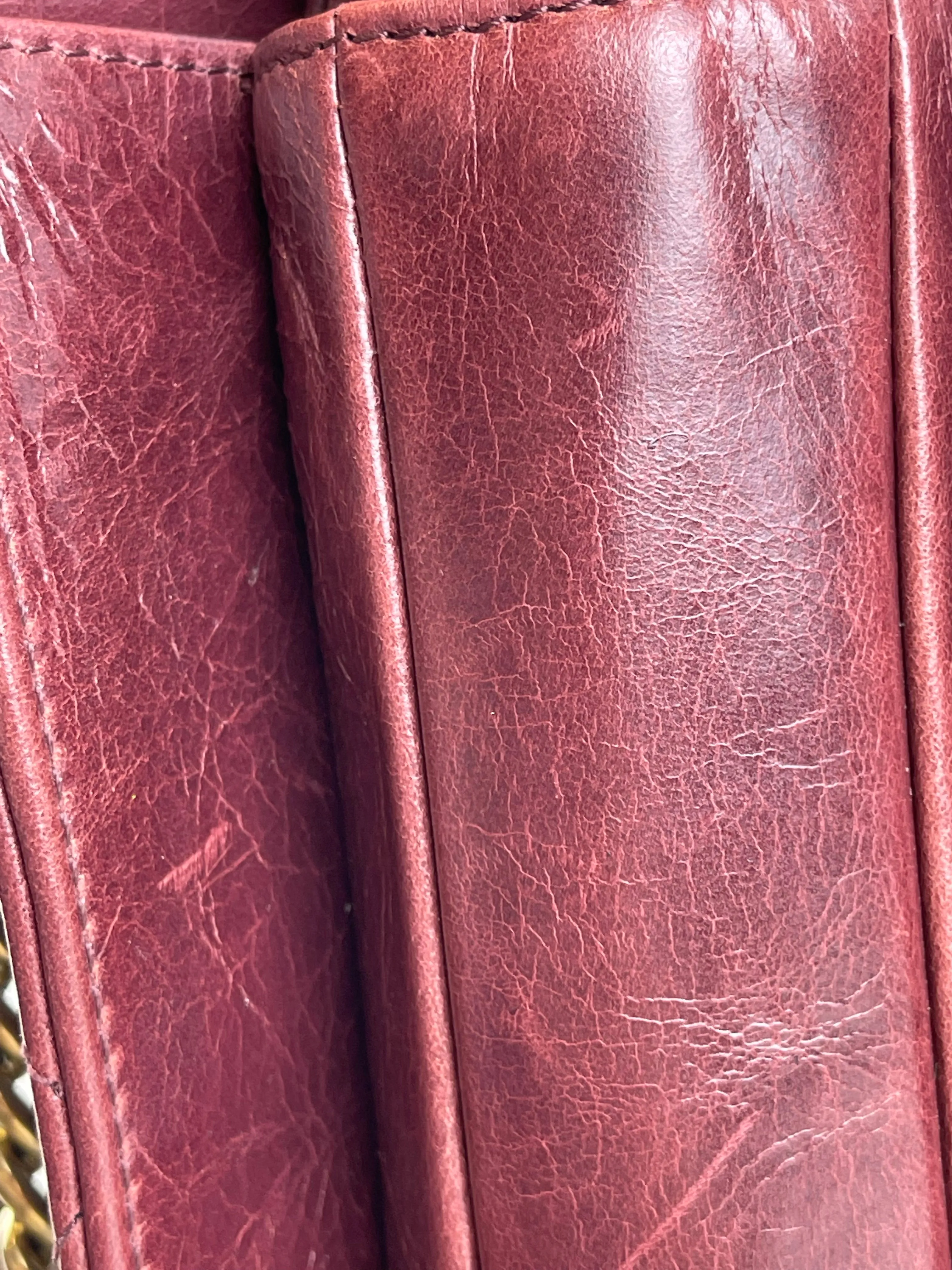 Chanel Burgundy Glazed Calfskin ’Perfect Edge’ Flap