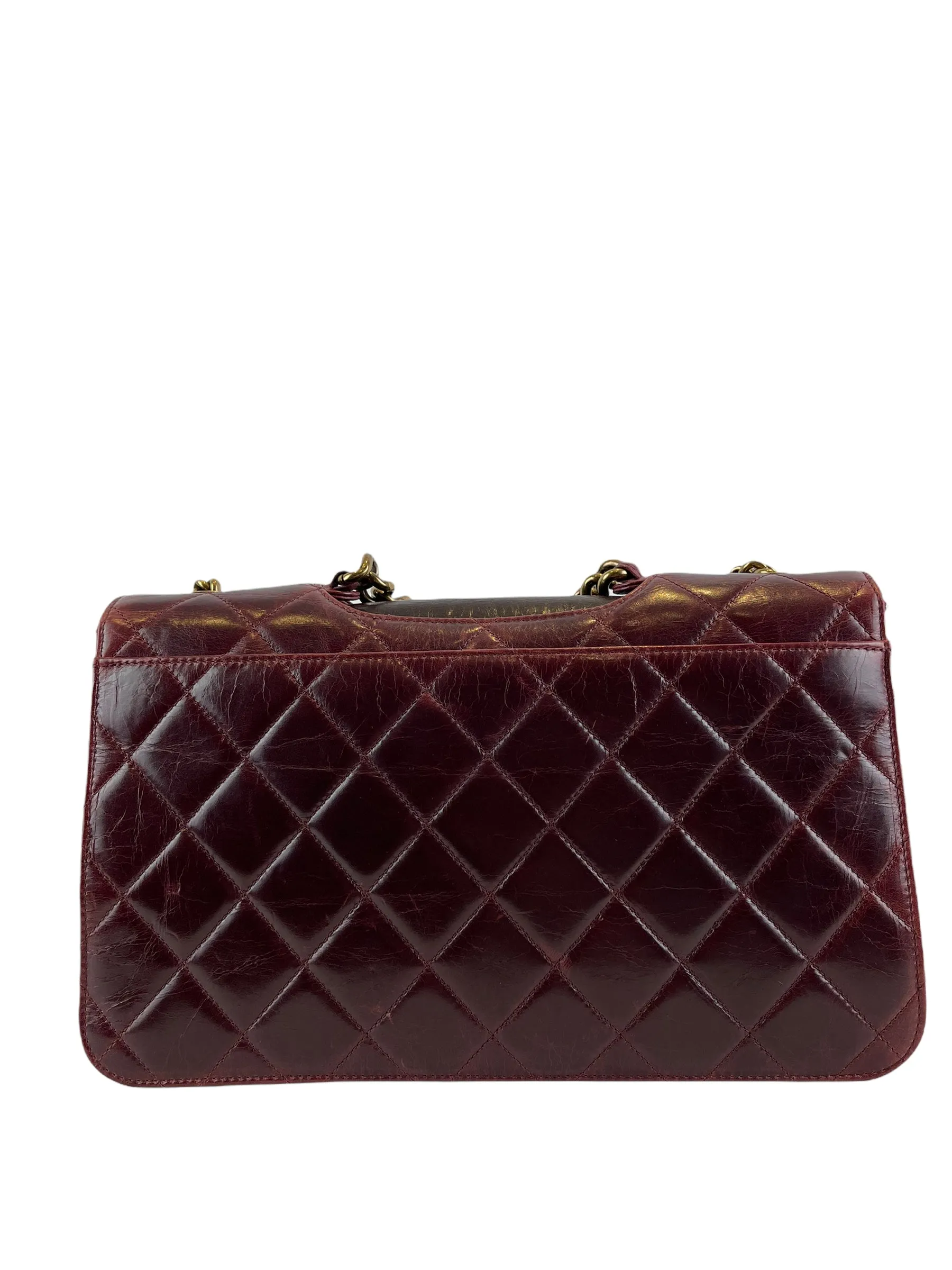 Chanel Burgundy Glazed Calfskin ’Perfect Edge’ Flap