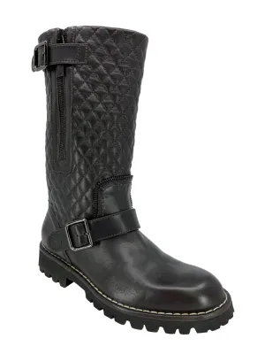 CHANEL Quilted Leather Mid Calf Boots Size 7