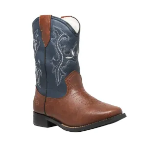 Children's 8" Western Pull On Navy Blue Leather Boots