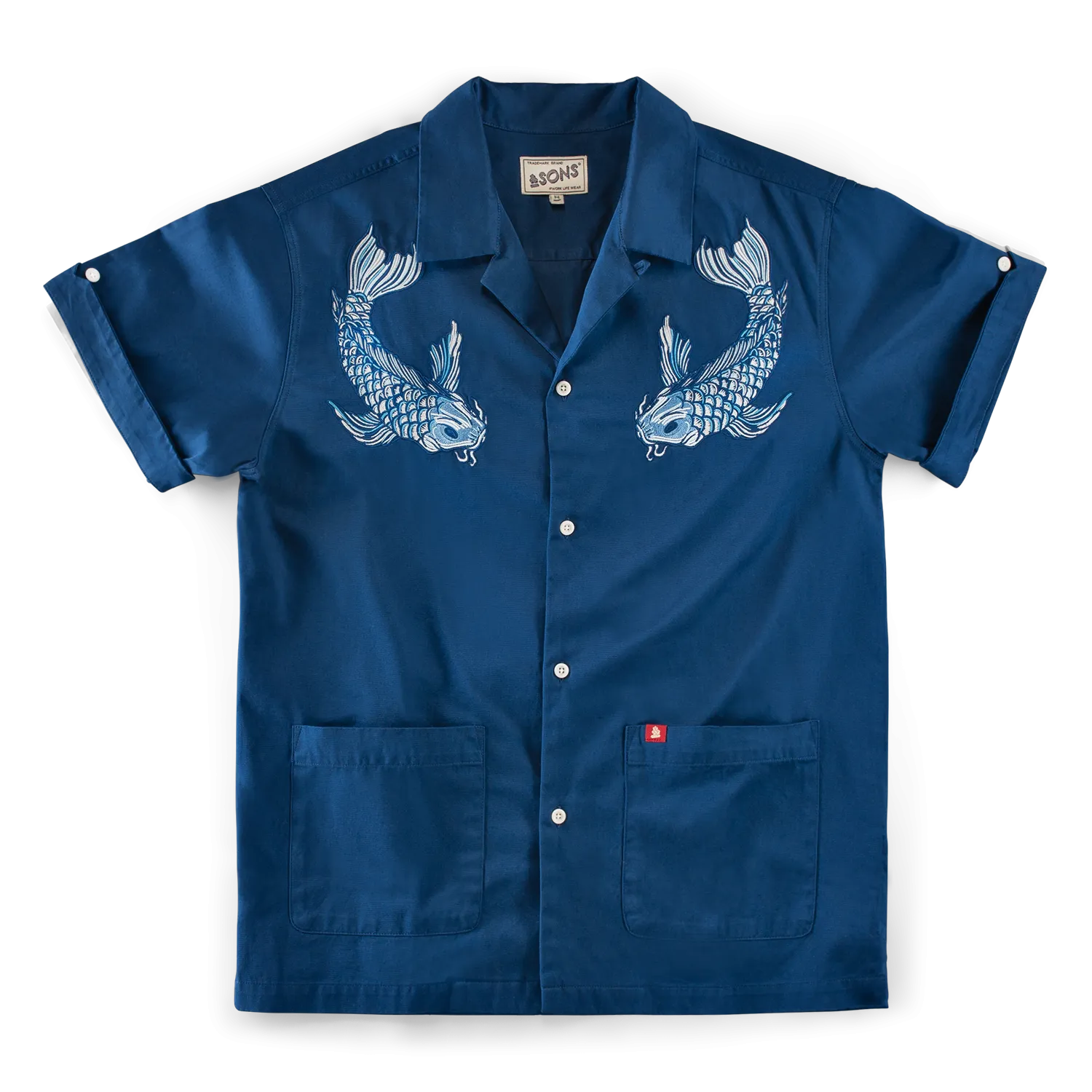 Club Shirt Koi Carp Embroidered Blue