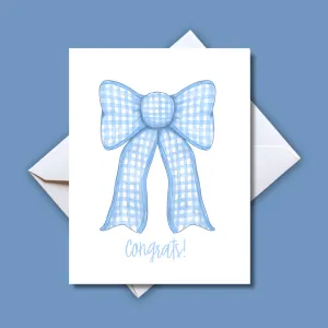 Congrats Blue Bow Card