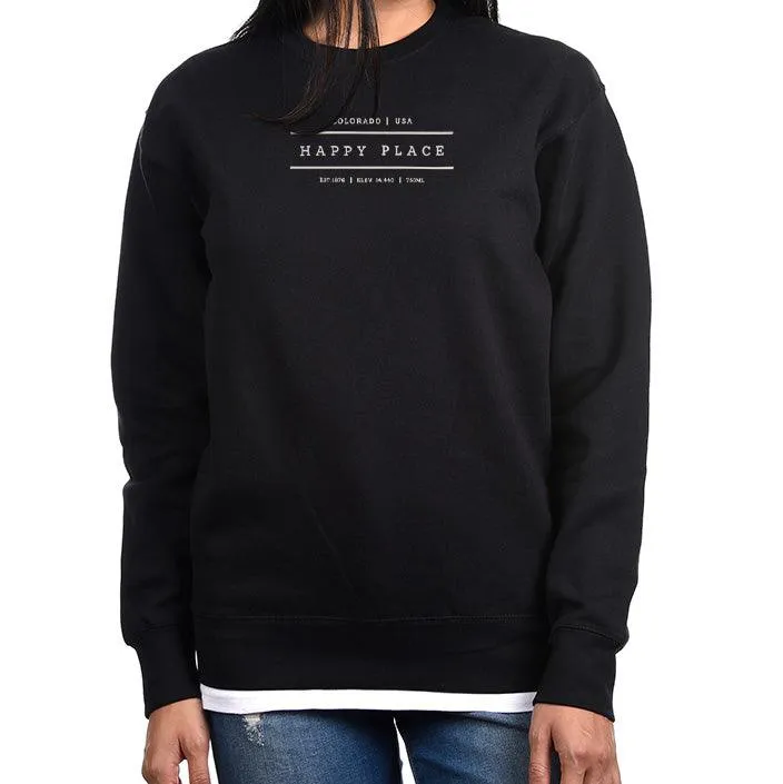 Cotton Heritage Premium 8.5 Oz Fleece Crewneck Happy Place