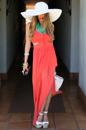 CUTOUT OPEN SKIRT MAXI - Orange