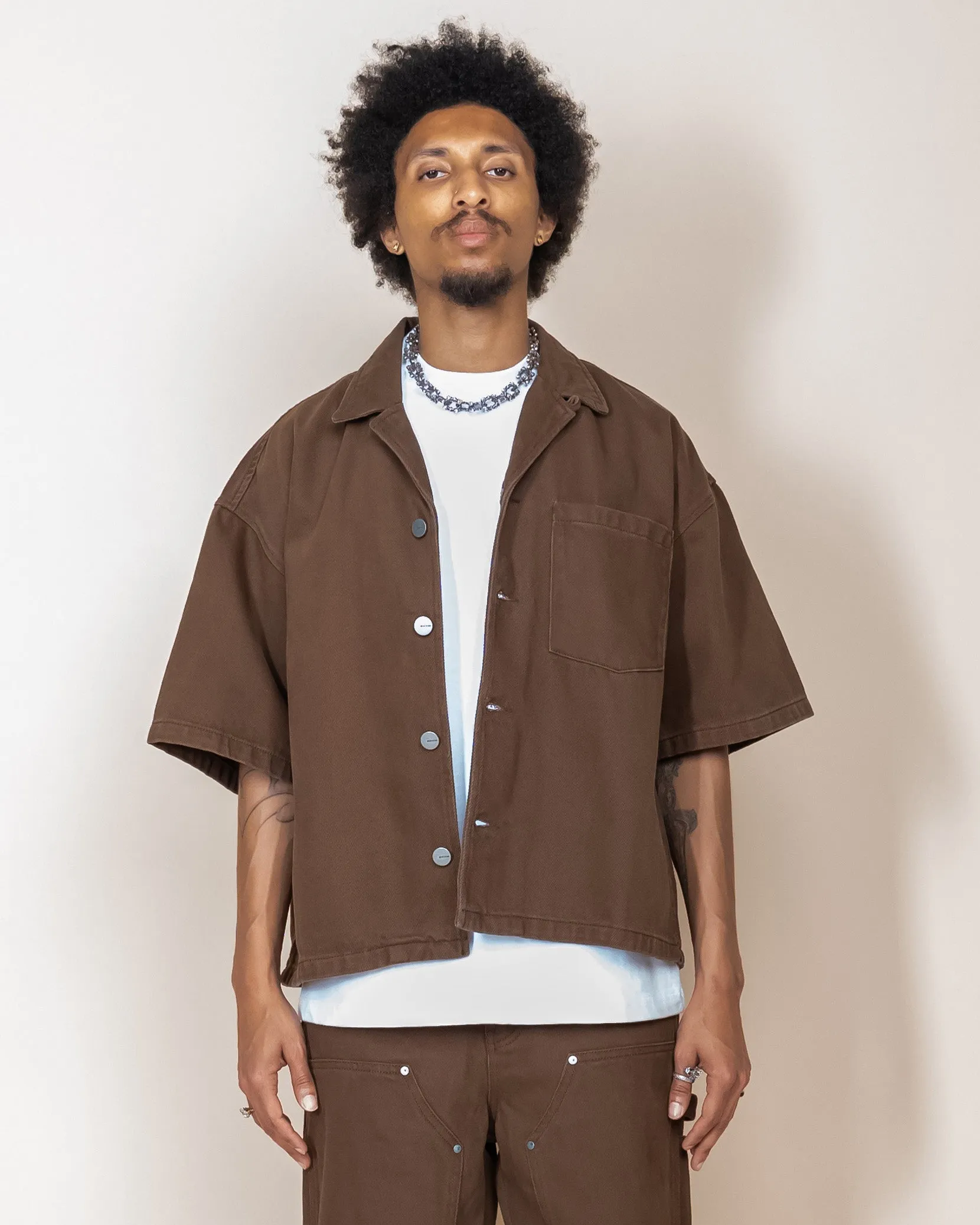 EPTM BOXY TWILL SHIRT - BROWN