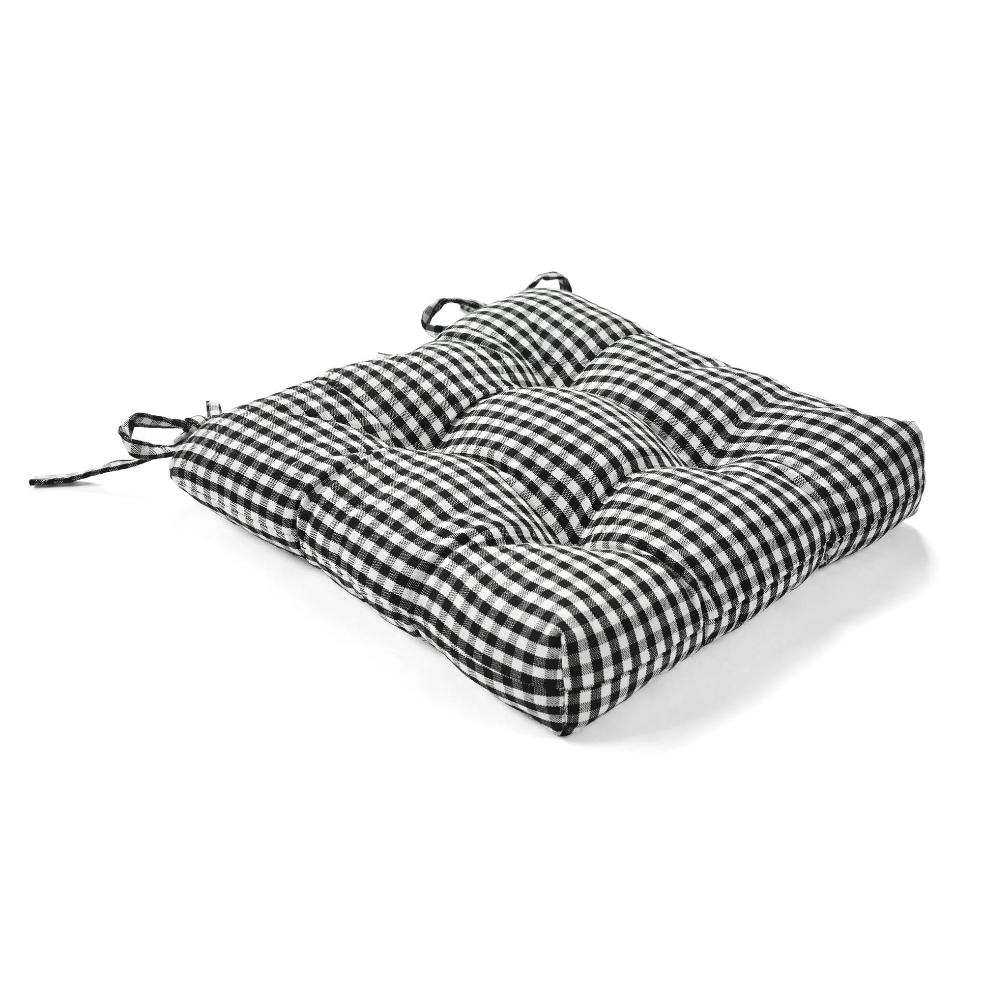 Gingham Check Yarn Dyed Chair Pad 2-Pack Set