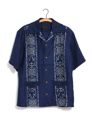 HAVANANAJA WRANGLE | French Cloth Linen Cuba Shirt | Indigo/Ecru