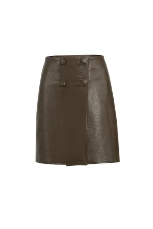 High waist small leather skirt | Brown retro skirt | Commuter texture skirt