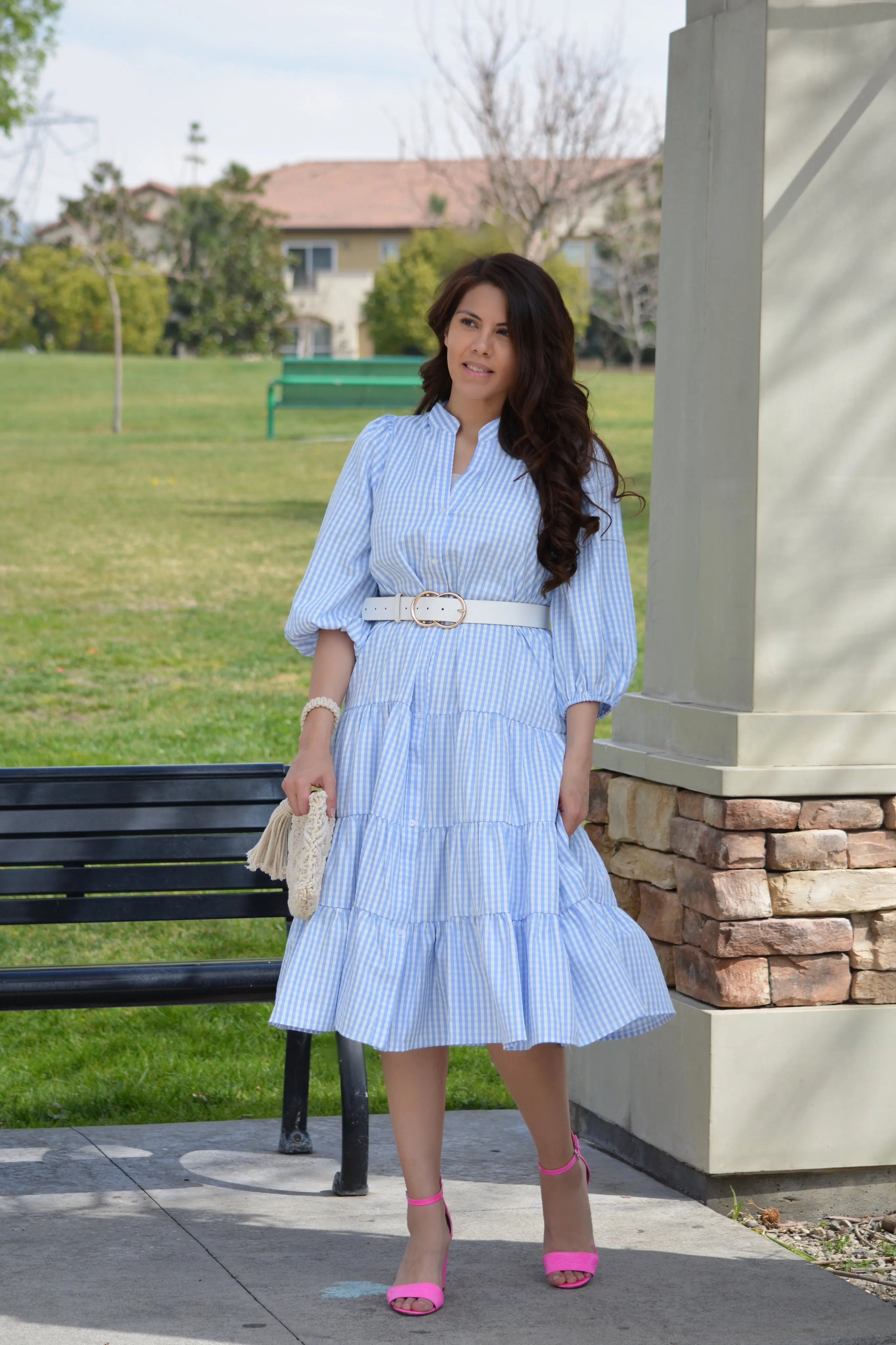 Katrice Blue Gingham  Dress