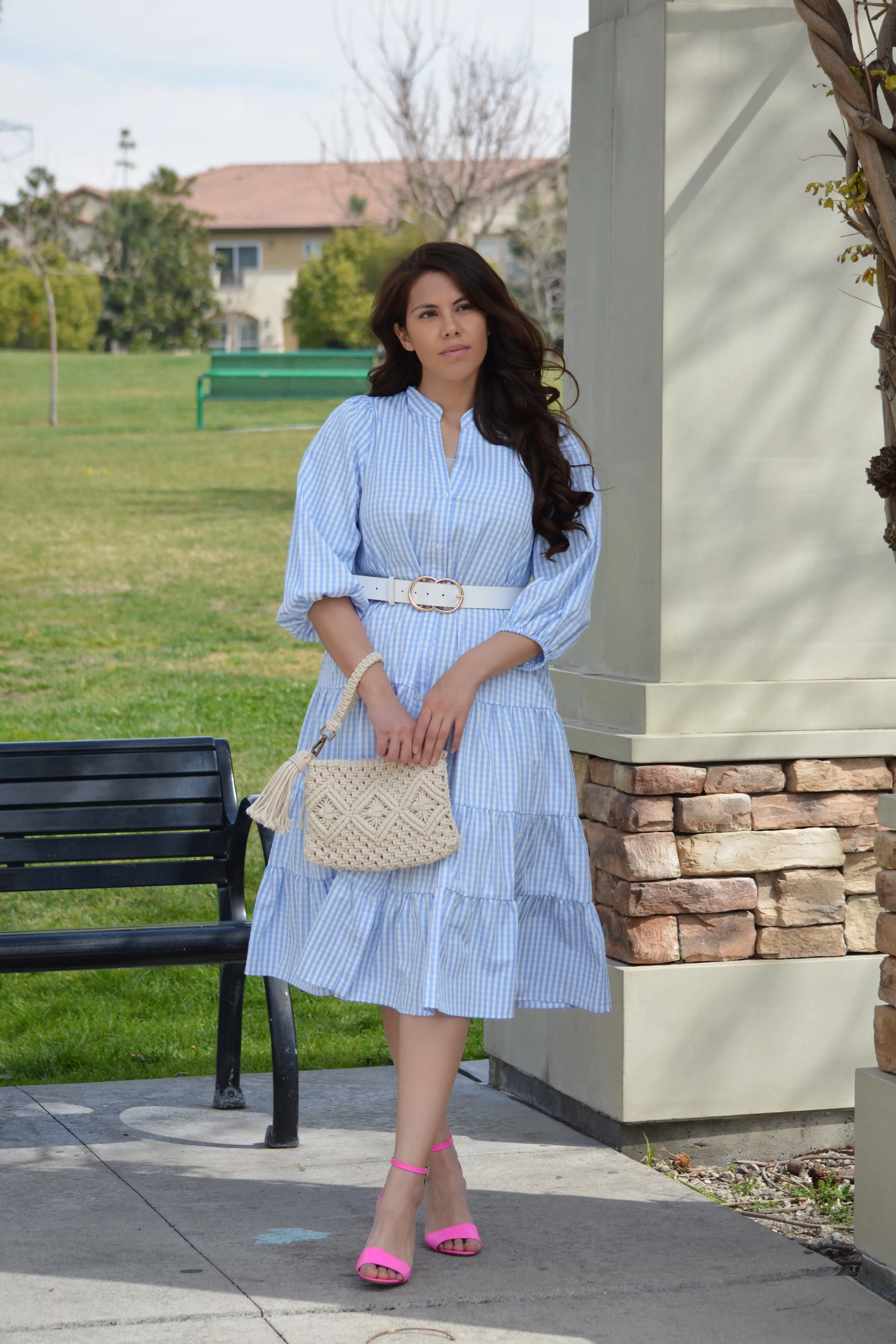 Katrice Blue Gingham  Dress