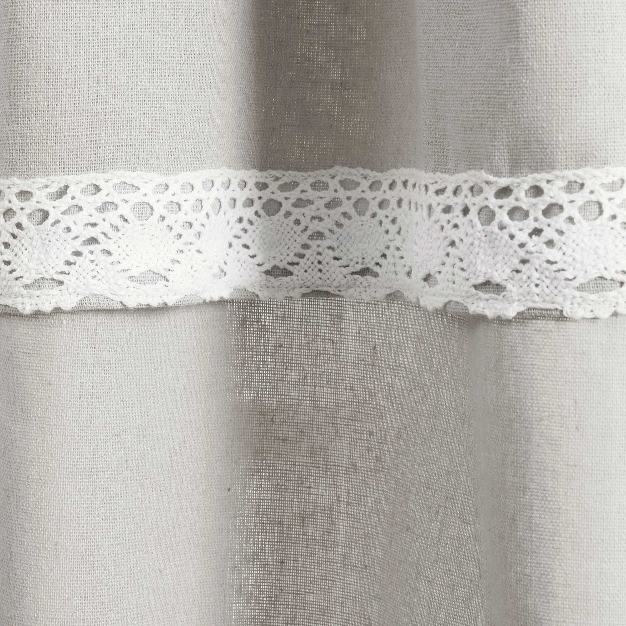 Linen Lace Window Curtain Panel Set