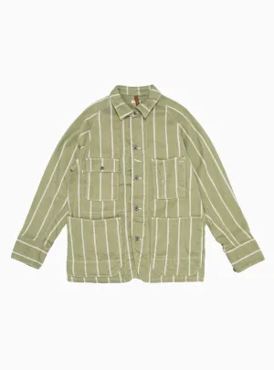 Linen Phillies Stripe Cactus Coverall Jacket Khaki