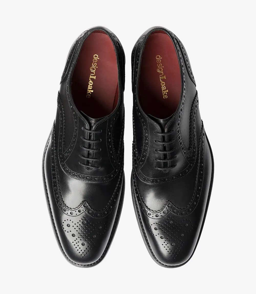 Loake Kerridge Elegant Black Leather Oxford Brogue Shoes