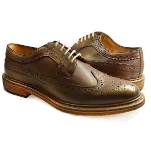 MALDON Gold Full Brogue Leather Oxford Dress Shoes