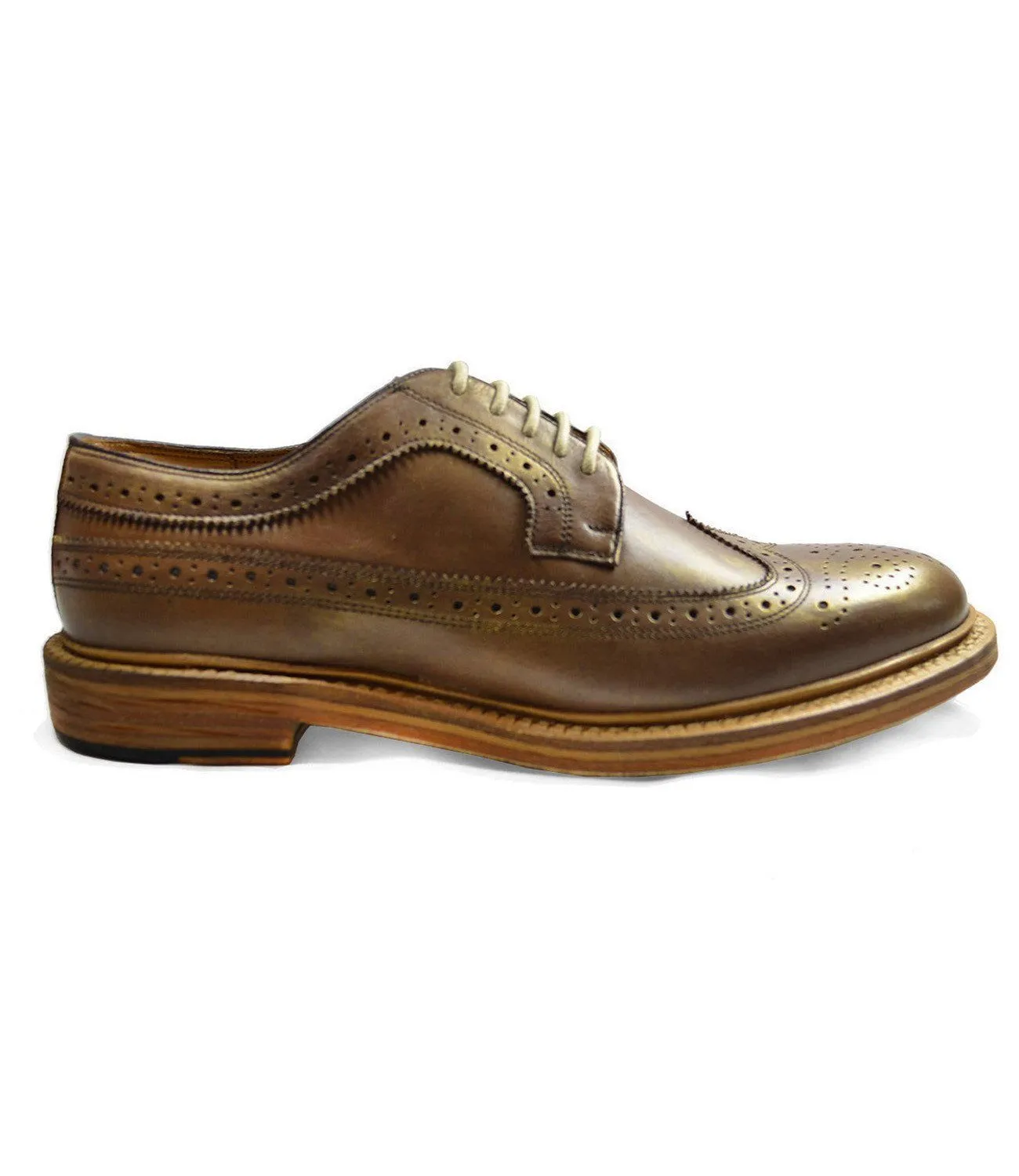 MALDON Gold Full Brogue Leather Oxford Dress Shoes