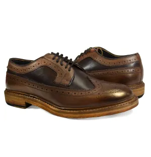 MALDON Tobacco Brown Full Brogue Leather Oxfords