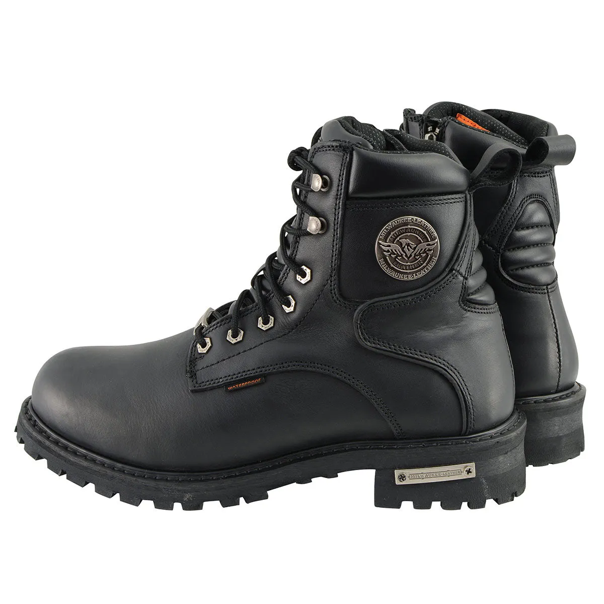 Milwaukee Leather Men's Black Leather Wide Width 6-Inch Lace-Up Logger