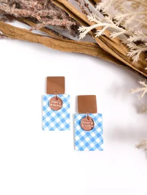 Mini Blue Gingham Rectangle Drops