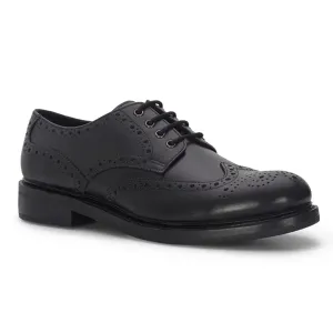 Muirfield Brogue Shoe Rubber Sole - Black by Hoggs of Fife