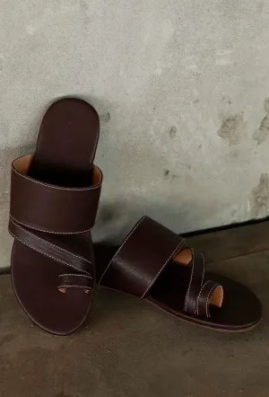 Ombre Brown Cruelty Free Leather Sliders