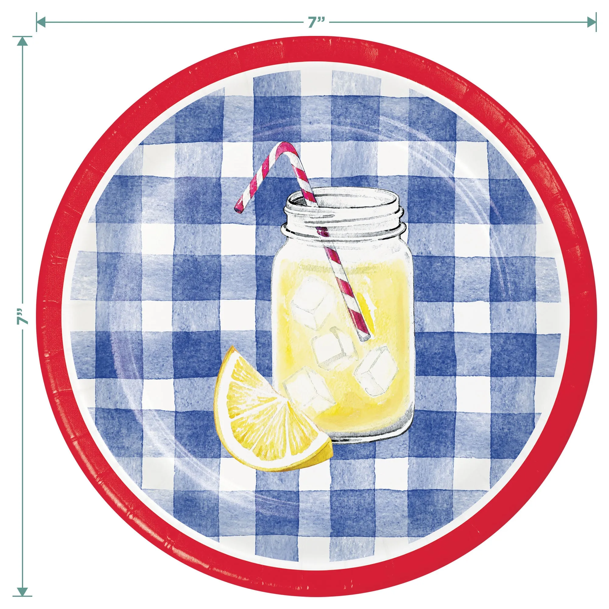 Paisley & Plaid Lemonade Picnic Blue Gingham Paper Plates, Napkins, & Forks (Serves 16)