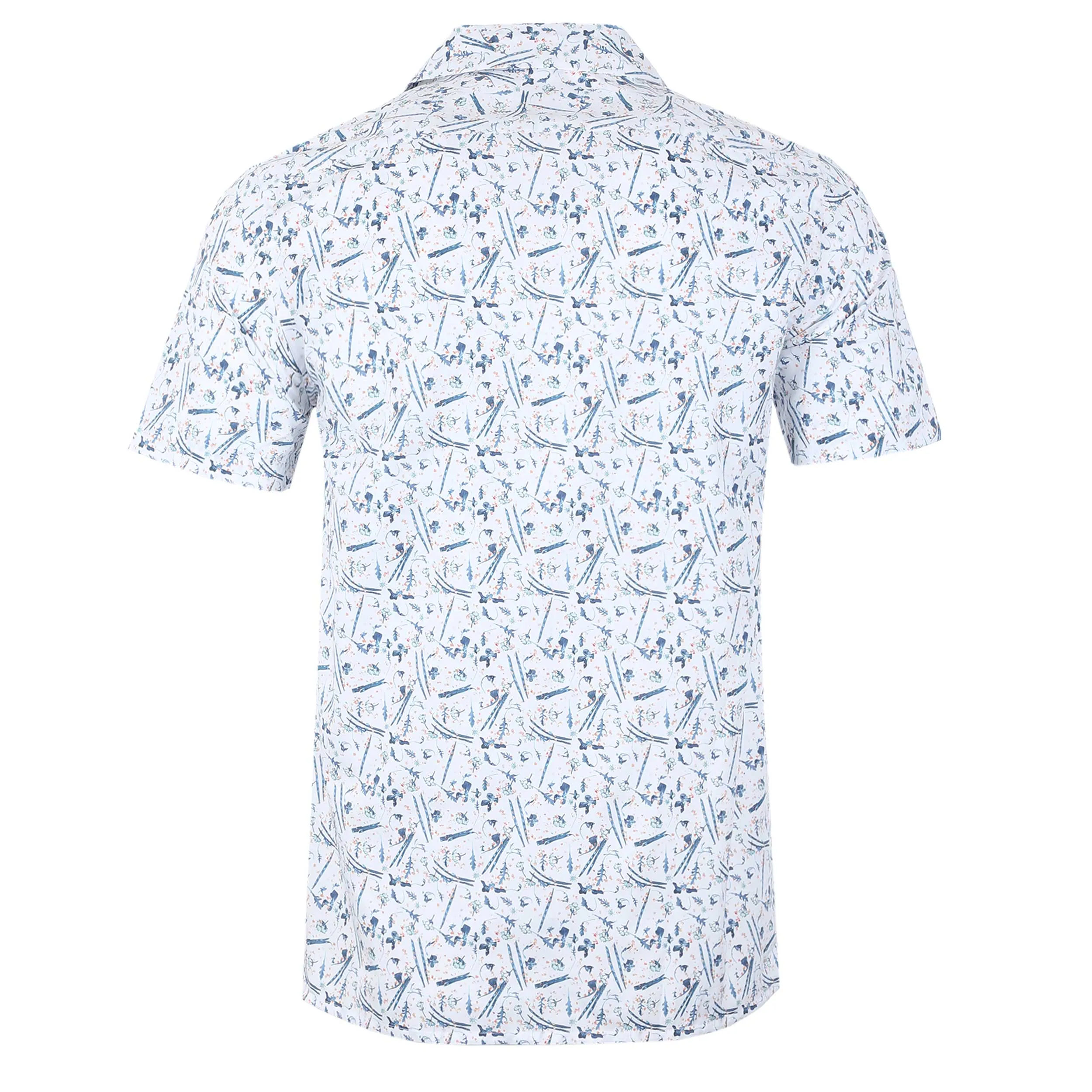 Paul Smith Blue Floral Print Reg Fit SS Shirt in White