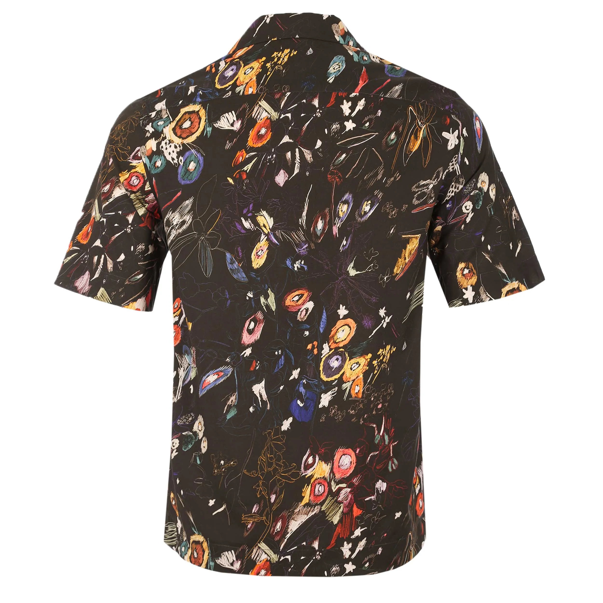 Paul Smith Floral Sketch Reg Fit SS Shirt in Dark Brown