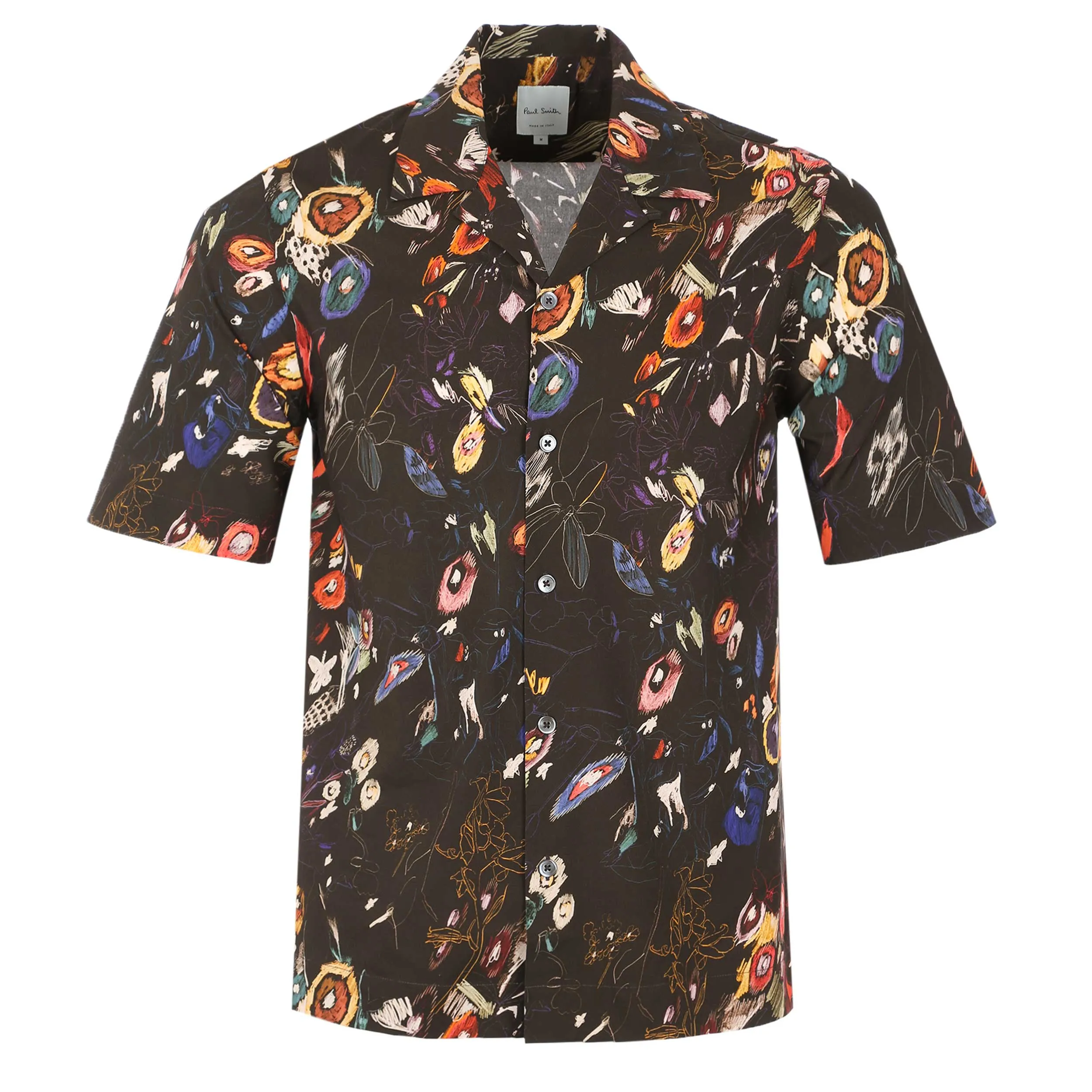 Paul Smith Floral Sketch Reg Fit SS Shirt in Dark Brown