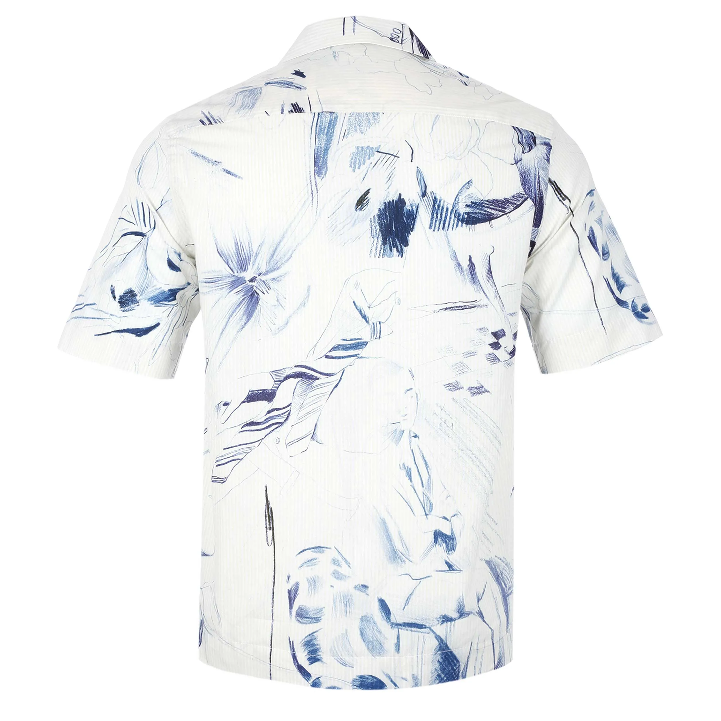 Paul Smith Floral Wine Glass Reg Fit SS Shirt in Off White