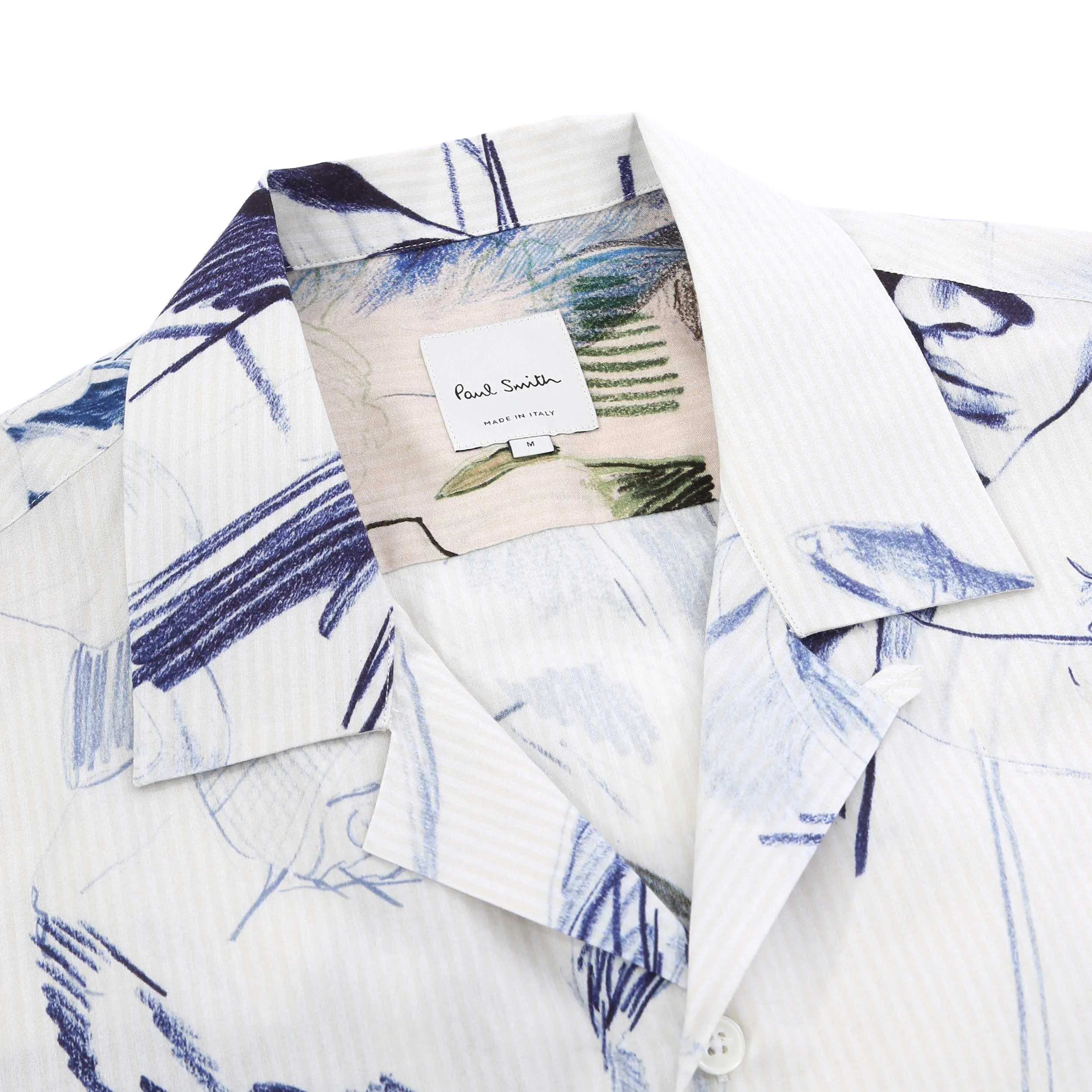 Paul Smith Floral Wine Glass Reg Fit SS Shirt in Off White