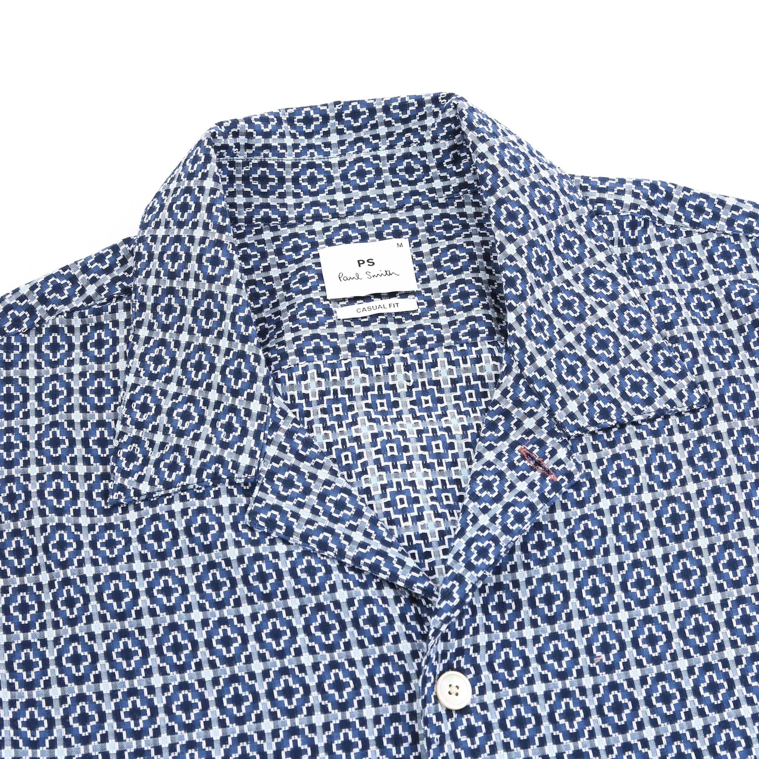 Paul Smith Geometric Casual Fit SS Shirt in Navy