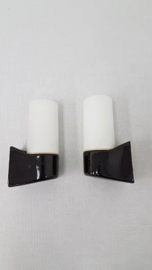 Rare pair of black wall lamps 6063 - Wilhelm Wagenfeld for Lindner leuchten