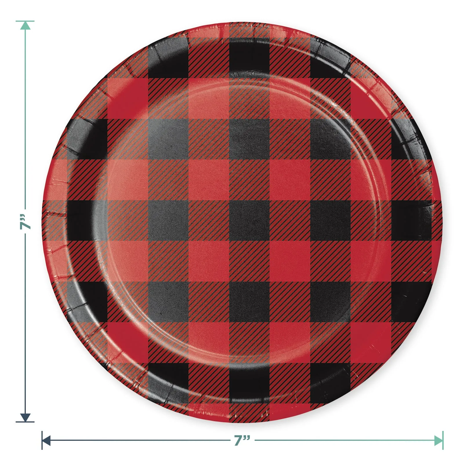 Red & Black Buffalo Plaid Party Dessert Plates, Napkins, Cups, and Forks (Serves 16)