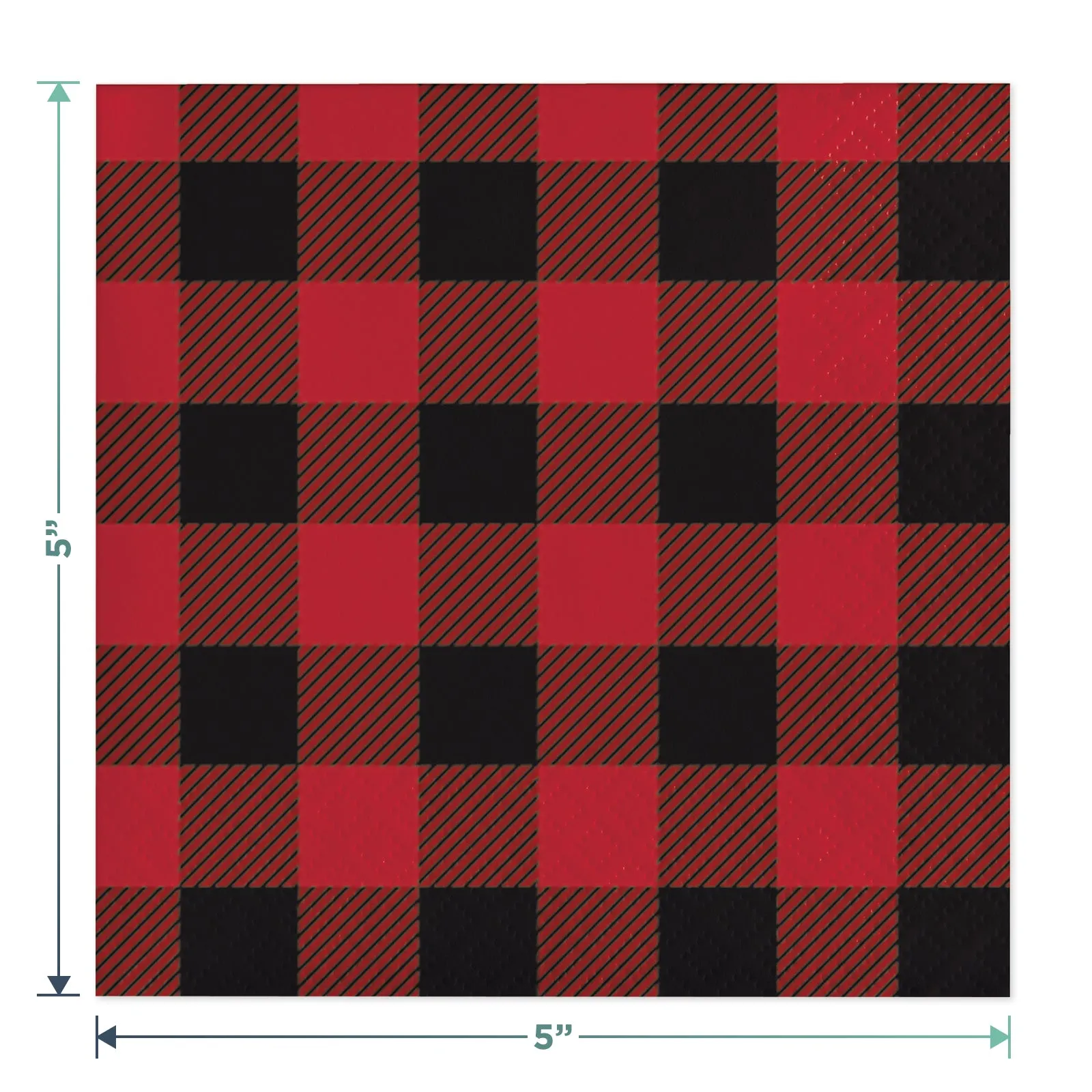 Red & Black Buffalo Plaid Party Dessert Plates, Napkins, Cups, and Forks (Serves 16)