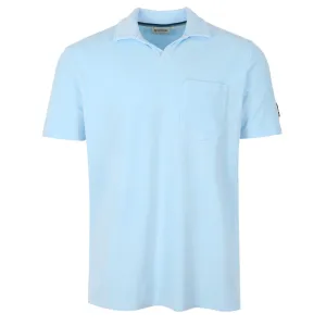 Sandbanks Resort Terry Towelling Polo Shirt in Crystal Blue