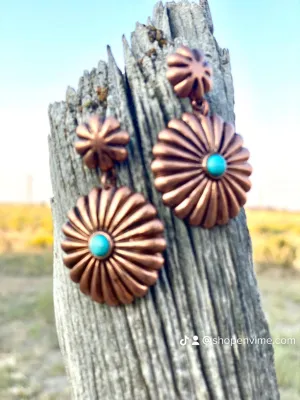 The Copper Concho with Turquoise Oval Earrings