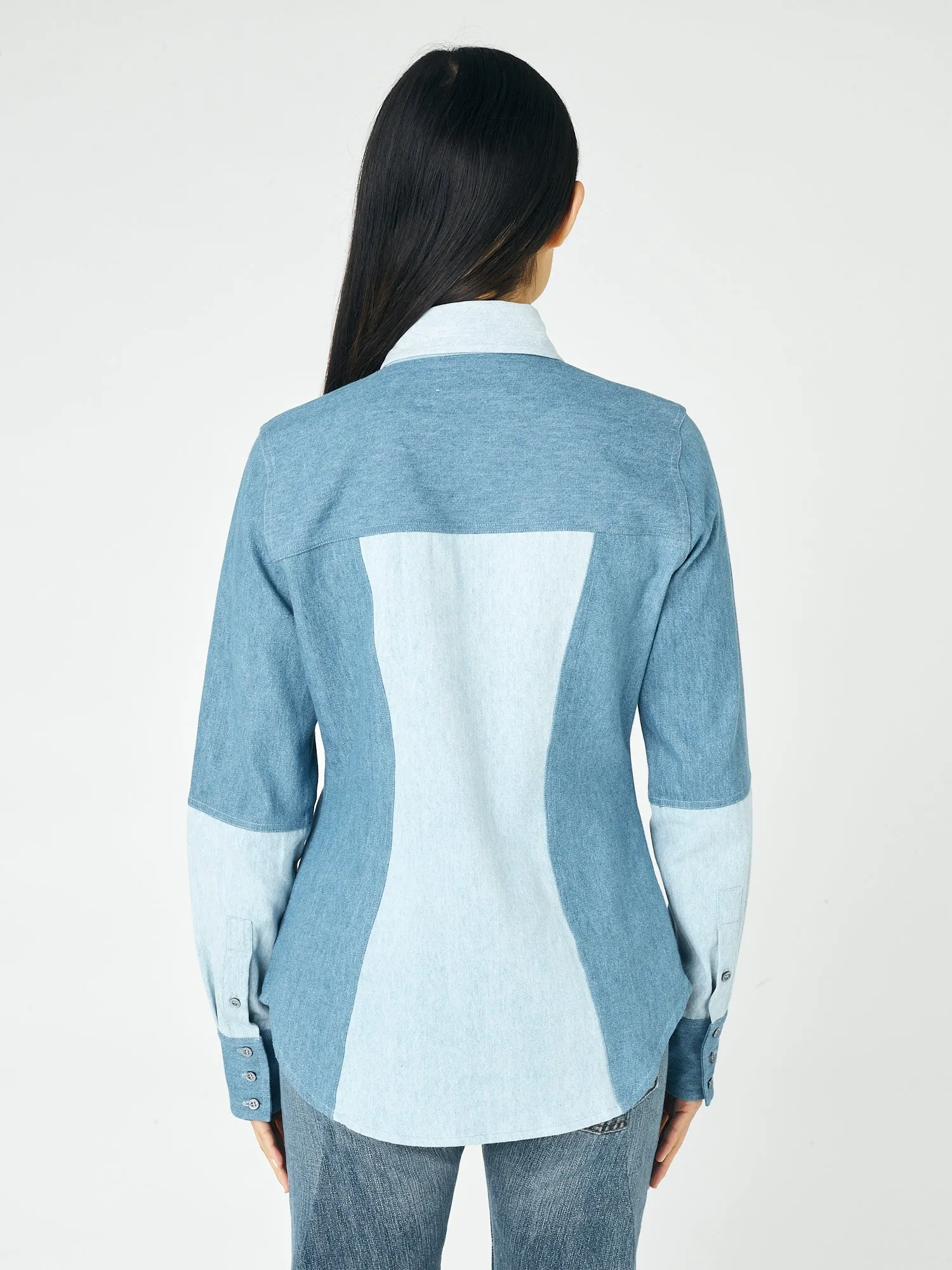 The Elly Shirt Denim Patchwork Blue