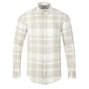 Thomas Maine Linen Check Shirt in Beige